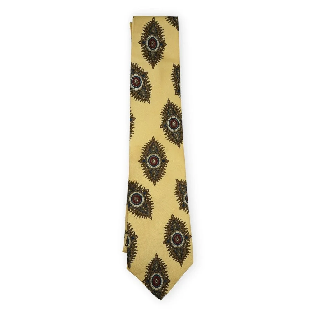 CHRISTIAN DIOR MONSIEUR Yellow  Tie 100% Silk Men's‎ ~ 57
